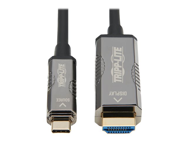 Eaton Tripp Lite Series High-Speed USB-C to HDMI Fiber Active Optical Cable (AOC) - UHD 4K 60 Hz, HDR, CL3 Rated, Black, 15 m - Adapter cable - USB-C male to HDMI male - 15 m - black - 4K support, Active Optical Cable (AOC)