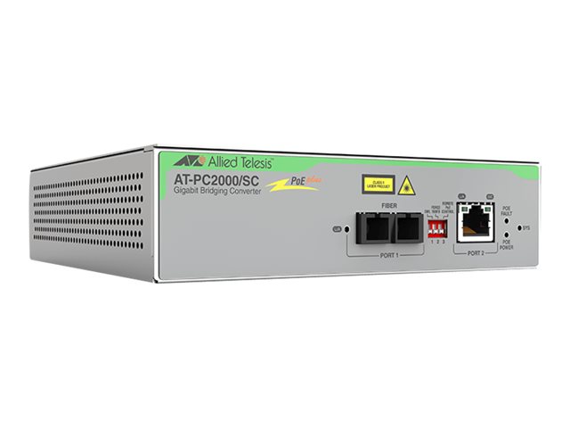 Allied Telesis AT PC2000/SC - fibre media converter - 10Mb LAN, 100Mb LAN, 1GbE - TAA Compliant