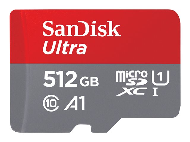 SanDisk Ultra - Flash memory card (microSDXC to SD adapter included) - 512 GB - A1 / UHS Class 1 / Class10 - microSDXC UHS-I