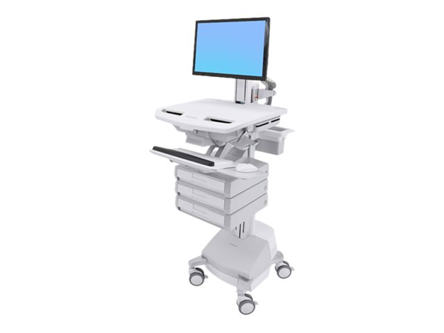Ergotron StyleView Cart with LCD Pivot, SLA Powered, 3 Drawers - Cart - open architecture - for LCD display / PC equipment - lockable - aluminium, zinc-plated steel, high-grade plastic - screen size: up to 24" - 66 Ah - Lead Acid - TAA Compliant