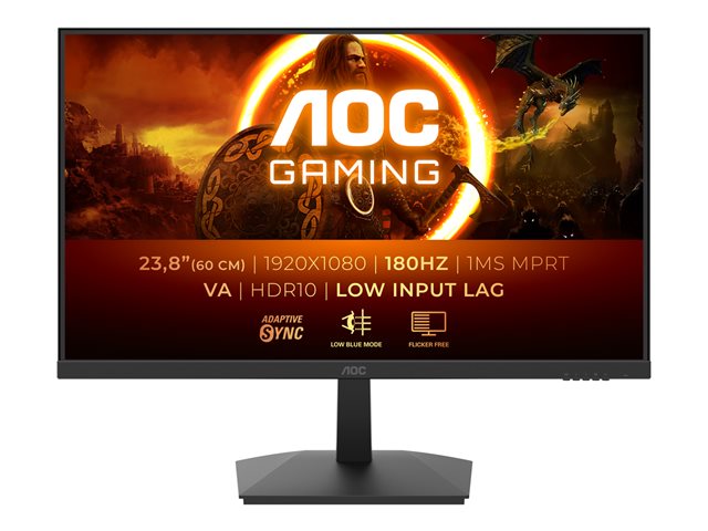 AOC Gaming 24G15N2 - LED monitor - gaming - 24" (23.8" viewable) - 1920 x 1080 Full HD (1080p) @ 180 Hz - VA - 250 cd/m² - 3000:1 - HDR10 - 1 ms - black