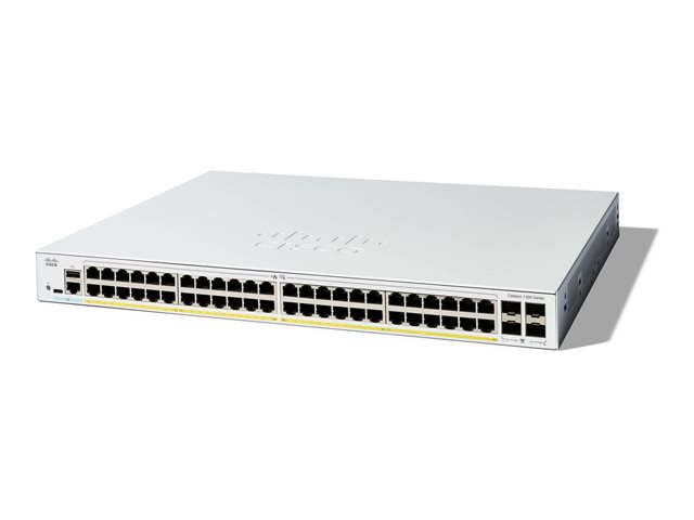 Cisco Catalyst 1300-48FP-4G - Switch - L3 - Managed - 48 x 10/100/1000 (PoE+) + 4 x Gigabit SFP - rack-mountable - PoE+ (740 W)