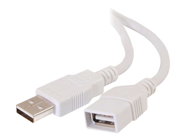 C2G 3.3ft USB Extension Cable - USB A to USB A Extension Cable - USB 2.0 - White - M/F - USB cable - USB to USB - 0.9 m