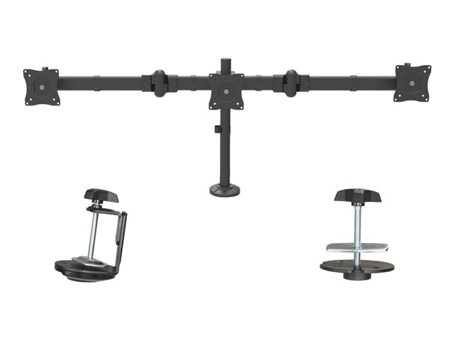 StarTech.com Desk Mount Triple Monitor Arm, Ergonomic VESA 3 Monitor Mount up to 27", Articulating & Height Adjustable Pole Mount, Tilt/Swivel/Rotate LCD/LED Screen, Desk Clamp/Grommet - Monitor Pole Mount (ARMTRIO) adjustable arm - for 3 monitors