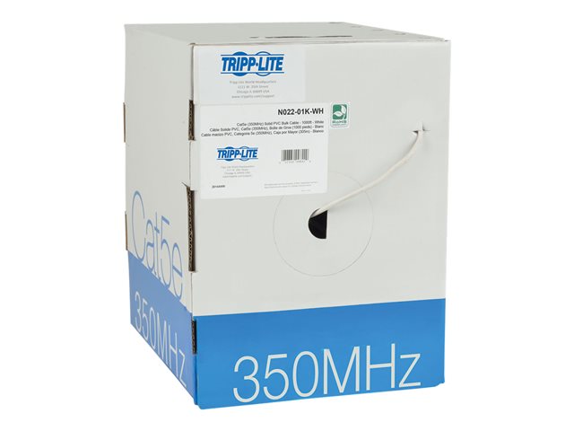 Eaton Tripp Lite Series Cat5e 350 MHz Solid Core (UTP) PVC Bulk Ethernet Cable - White, 1000 ft. (304.8 m), TAA - bulk cable - 305 m - white
