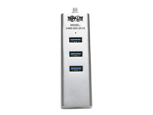 Eaton Tripp Lite series 3-Port USB 3.1 Gen 1 USB-C Portable Hub/Adapter, 3 USB-A Ports and Gigabit Ethernet Port, Thunderbolt 3 Compatible - hub - 3 ports