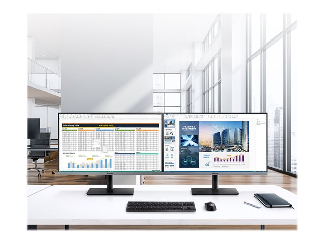 Samsung S24R650FDU - SR65 Series - LED monitor - 24" (23.8" viewable) - 1920 x 1080 Full HD (1080p) @ 75 Hz - IPS - 250 cd/m² - 1000:1 - 5 ms - HDMI, VGA, DisplayPort - dark grey/blue
