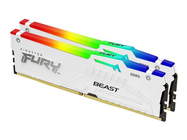 Kingston FURY Beast RGB - DDR5 - kit - 32 GB: 2 x 16 GB - DIMM 288-pin - 6000 MT/s / PC5-48000 - CL36 - 1.35 V - unbuffered - on-die ECC - white