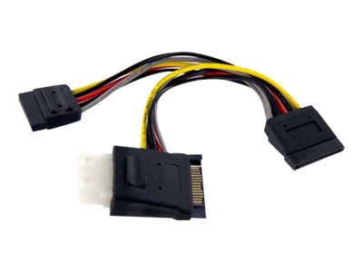 StarTech.com SATA to LP4 with 2x SATA Power Splitter Cable - Power splitter - SATA power (M) to 4 pin internal power, SATA power (F) - 6 in - PYOLP42SATA - power splitter - 15.2 cm