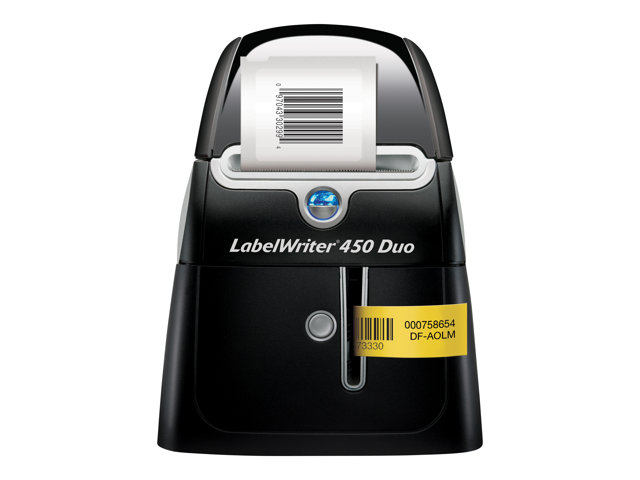 DYMO LabelWriter 450 Duo Label Printer Print paper labels and permanent DYMO D1 plastic labels in a variety of colors and sizes Label, mail, and file smarter with proprietary DYMO Label" v.8 Software. Prints up to 71 labels per minute, thermal printing te