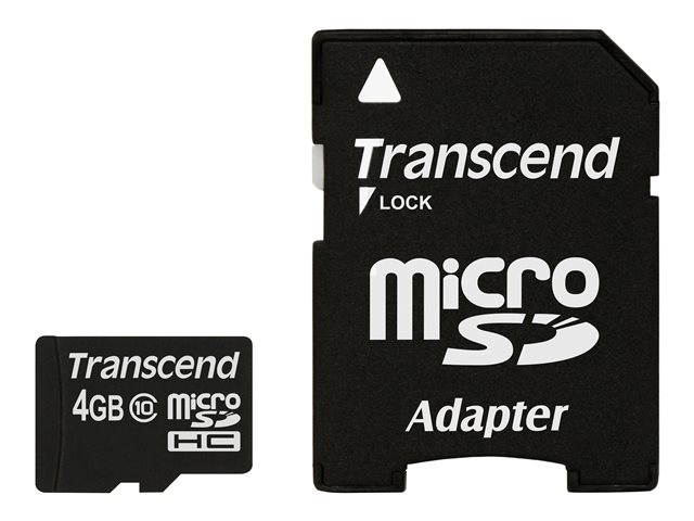 Transcend Premium - Flash memory card (microSDHC to SD adapter included) - 4 GB - Class 10 - 133x - microSDHC