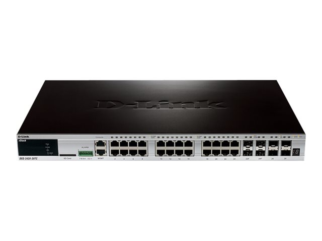 D-Link xStack 24-port 10/100/1000 Layer 2+ Stackable Managed Gigabit Switch including 4-port Combo 1000BaseT/SFP plus 4 10GE SFP+