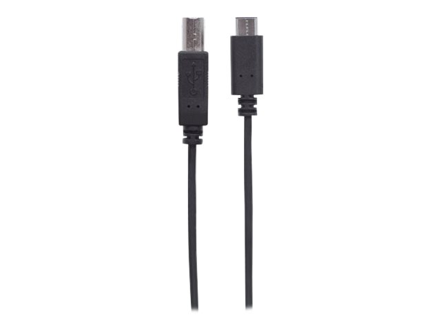 Manhattan USB-C to USB-B Cable, 2m, Male to Male, Black, 480 Mbps (USB 2.0), Hi-Speed USB, Lifetime Warranty, Polybag - USB-C cable - 24 pin USB-C to USB Type B - 2 m