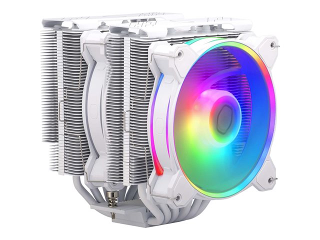 Dual 6HP Halo2 12025 ARGB 2050RPM White Paint Heat Pipe White Cover PWM w/o Controller