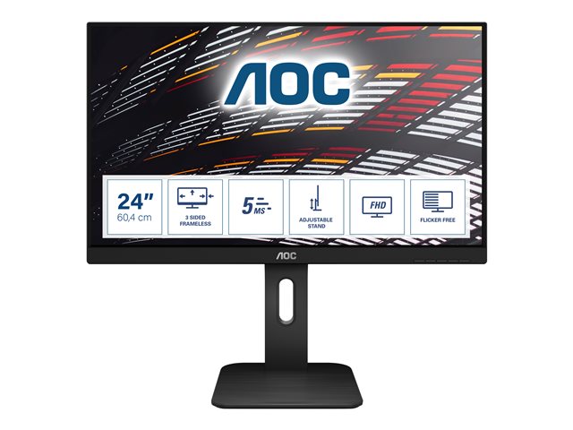AOC 24P1 - LED monitor - 23.8" - 1920 x 1080 Full HD (1080p) @ 60 Hz - IPS - 250 cd/m² - 1000:1 - 5 ms - HDMI, DVI, DisplayPort, VGA - speakers