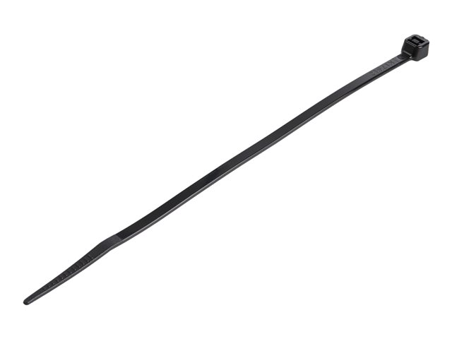 Startech 15cm(6") Cable Ties, 3mm(1/8") wide, 39mm(1-3/8") Bundle Diameter, 18kg(40lb) Tensile Strength, Nylon Self Locking Zip Ties with Curved Tip, 94V-2/UL Listed, 100 Pack, Black - Nylon 66 Plastic - TAA (CBMZT6B) - Cable tie - 15.24 cm - black - TAA 