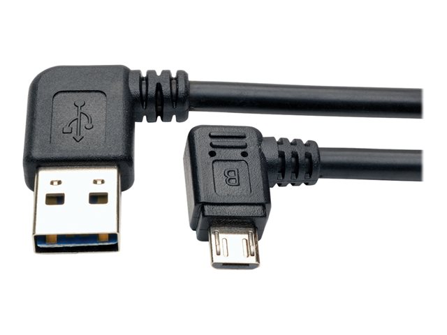 Eaton Tripp Lite Series Micro USB Cable for Charging (M/M) - Reversible Left/Right USB-A to Right-Angle USB Micro-B, Black, 3 ft. (0.91 m) - charge-only cable - 91 cm