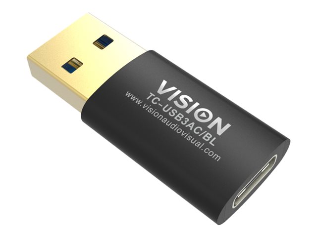 USB 3.0 A to USB C adaptor - plugs into full-sized USB A 3.0 socket on a laptop - USB C (f) to USB type a (m) - USB 3.2 - black