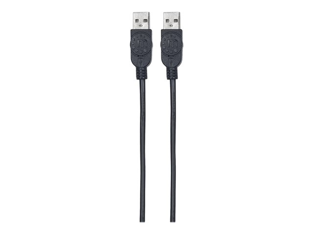 Manhattan USB-A to USB-A Cable, 1m, Male to Male, 480 Mbps (USB 2.0), Hi-Speed USB, Black, Lifetime Warranty, Polybag - USB cable - USB to USB - 1 m