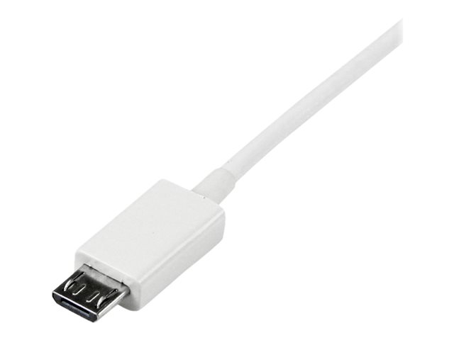 StarTech 2m White Micro USB Cable Cord - A to Micro B - Micro USB Charging Data Cable - USB 2.0 - 1x USB A Male, 1x USB Micro B Male (USBPAUB2MW) - USB cable - Micro-USB Type B (M) to USB (M) - USB 2.0 - 2 m - molded - white - for P/N: USBEXTPAA1MW, USBEX