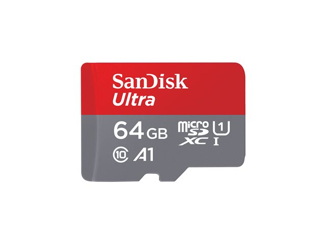 SanDisk Ultra - Flash memory card (microSDXC to SD adapter included) - 64 GB - A1 / UHS Class 1 / Class10 - microSDXC UHS-I