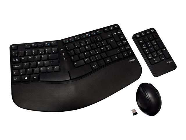V7 CKW400UK - keyboard, mouse and numeric pad set - UK - black