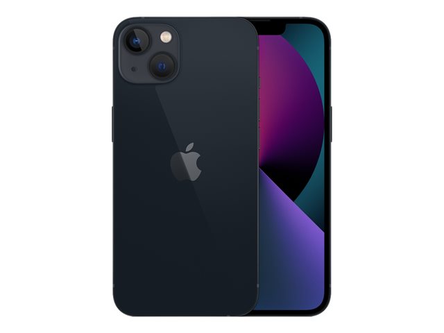 Apple iPhone 13 - 5G smartphone - dual-SIM / Internal Memory 256 GB - OLED display - 6.1" - 2532 x 1170 pixels - 2x rear cameras 12 MP, 12 MP - front camera 12 MP - midnight