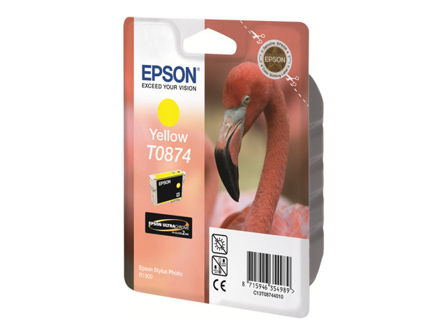 Epson Ink Cartridges, Ultrachrome Hi-Gloss2, T0874, Flamingo, Singlepack, 1 x 11.4 ml Yellow