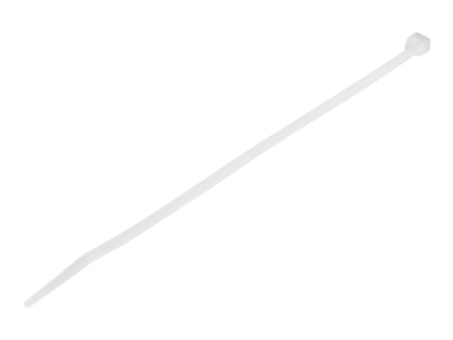 Startech 20cm(8") Cable Ties, 4mm(1/8") wide, 55mm(2-1/8") Bundle Diameter, 22kg(50lb) Tensile Strength, Nylon Self Locking Zip Ties w/ Curved Tip, 94V-2/UL Listed, 1000 Pack, White - Nylon 66 Plastic - TAA (CBMZT8NK) - Cable tie - 20.32 cm - white - TAA