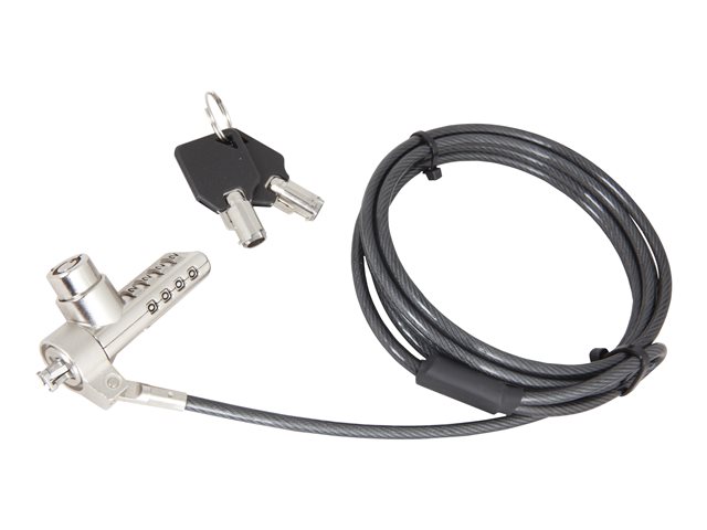 Urban Factory Notebook Single Security Standard Lock (with Key AND Combination), 90° swivel. Push to lock. 1.5m. White box - security cable lock