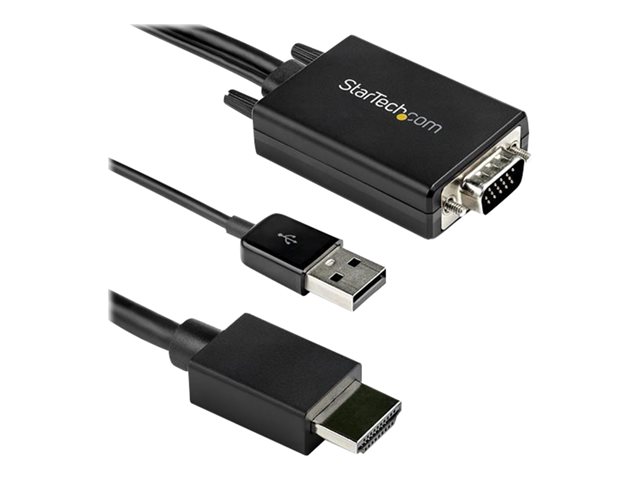 StarTech.com 3m VGA to HDMI Converter Cable with USB Audio Support & Power, Analog to Digital Video Adapter Cable to connect a VGA PC to HDMI Display, 1080p Male to Male Monitor Cable - Supports Wide Displays (VGA2HDMM3M) - adapter cable - HDMI / VGA / US