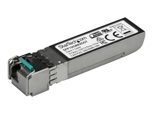 Startech MSA Uncoded SFP+ Module, 10GBASE-BX, 10 Gigabit Ethernet Bi-Directional (BiDi) Fiber Single Strand SFP+ Transceiver, LC 10km , Mini GBIC Transceiver SFP+ Module, Downstream - Lifetime Warranty (SFP10GBBXDST) - SFP+ transceiver module - 10GbE - 10