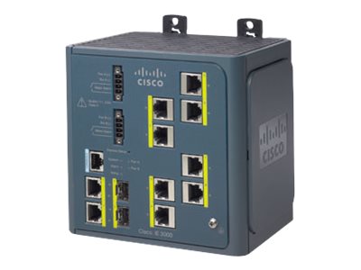 Cisco Industrial Ethernet 3000 Series - Switch - L3 - Managed - 8 x 10/100 + 2 x combo Gigabit SFP - DIN rail mountable - refurbished