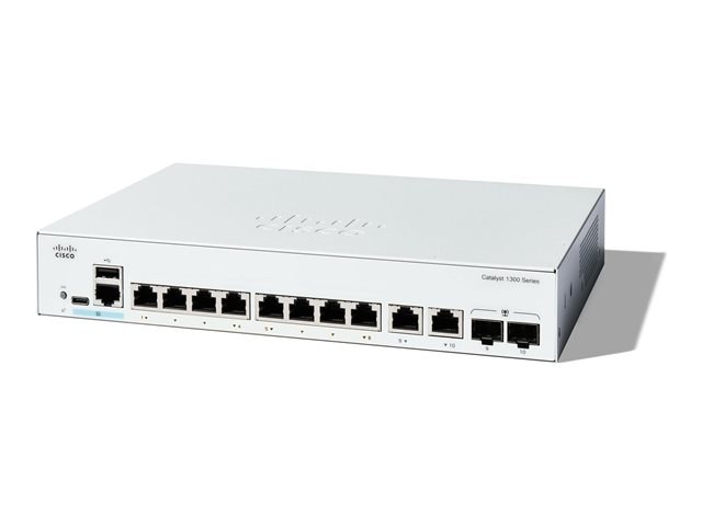 Cisco Catalyst 1300-8T-E-2G - Switch - L3 - Managed - 8 x 10/100/1000Base-T + 2 x combo Gigabit SFP/RJ-45 - rack-mountable