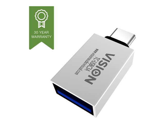 USB C to USB A adaptor -plugs into USB C and has full-sized USB A 3.0 socket - USB C (m) to USB type a (f) - USB 3.2 - white