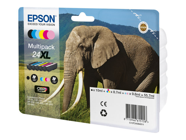 Epson 24XL Multipack - 6-pack - XL - black, yellow, cyan, magenta, light magenta, light cyan - original - ink cartridge