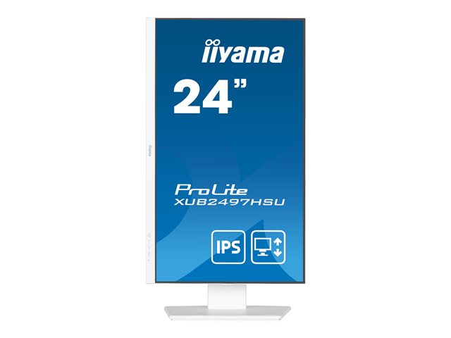 iiyama ProLite XUB2497HSU-W2 - LED monitor - 24" - 1920 x 1080 Full HD (1080p) @ 100 Hz - IPS - 300 cd/m² - 1300:1 - 1 ms - HDMI, DisplayPort - speakers - matt white