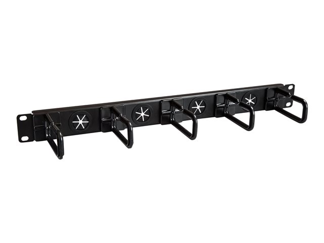 StarTech.com 1U 19" Cable Management Organizer, D Ring Hook Network/Server Rack Cord Manager, Data Center Horizontal Wire Panel with Passthrough Holes with Mounting Hardware, EIA/ECA-310-E - 1U Ring Hook Organizer (CABLMANAGERH) - rack cable management ki