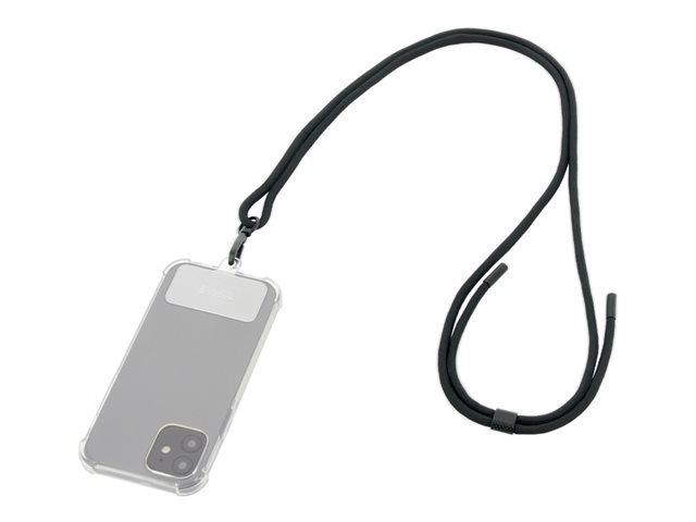 UNIVERSAL REMOVABLE SMARTPHONE LANYARD 75 CM - BLACK - SOFT BA