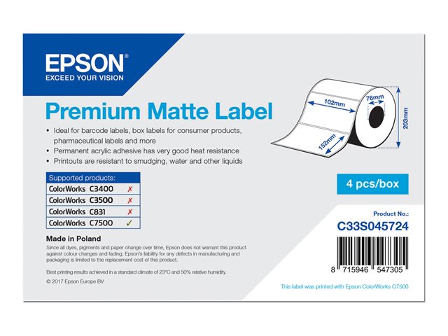 PREMIUM MATTE DIE-CUT 102MMX152MM 800 LBLS