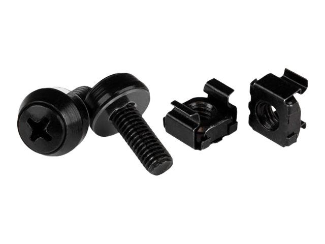 StarTech.com M6 x 12mm Screws and Cage Nuts - 100 Pack - M6 Mounting Screws and Cage Nuts for Server Rack and Cabinet - Black (CABSCREWM62B) - rack screws and nuts