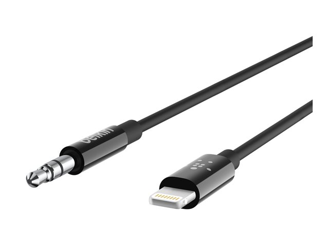 MIXIT LIGHTNING 3.5MM AUX CABLE 1.8M BLACK