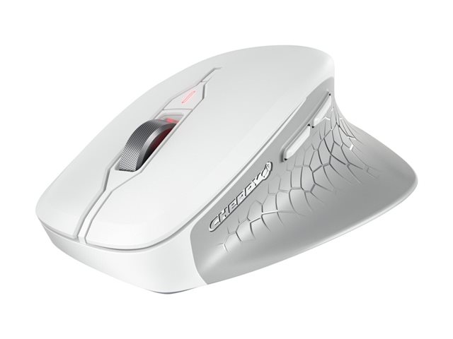 CHERRY STREAM MOUSE COMFORT - Mouse - ergonomic - right-handed - optical - 6 buttons - wireless - 2.4 GHz - USB wireless receiver - white/grey