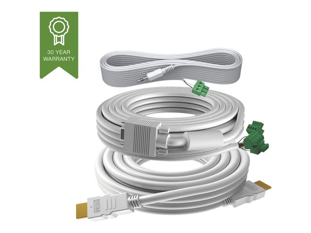 VISION Techconnect Modular AV Faceplate Cable Pack - LIFETIME WARRANTY - 10 m (33 ft) Professional Installation Cable Package - cable pre-terminated to plug into directly into rear of faceplate modules - includes 1 x VGA cable, 1 x minijack cable, 1 x HDM