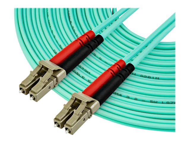 StarTech.com 10 m OM4 LC to LC Multimode Duplex Fiber Optic Patch Cable- Aqua - 50/125 - Fiber Optic Cable - 40/100Gb - LSZH (450FBLCLC10) - Patch cable - LC multi-mode (M) to LC multi-mode (M) - 10 m - 10 m - fibre optic - duplex - 50 / 125 micron - OM4 