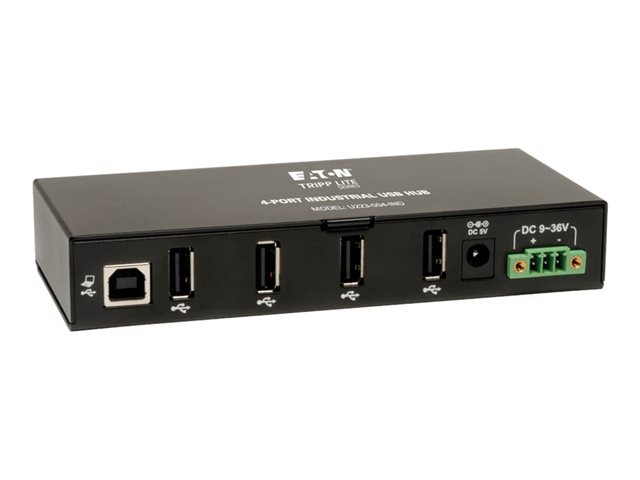Eaton Tripp Lite series 4-Port Rugged Industrial USB 2.0 Hi-Speed Hub w 15KV ESD Immunity Metal Mountable - Hub - 4 x USB 2.0 - DIN rail mountable, wall-mountable