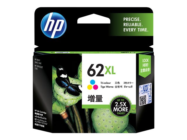 HP 62XL TRI-COLOR INK CARTRIDGE EN/RU/FR/PL/CZ/HU