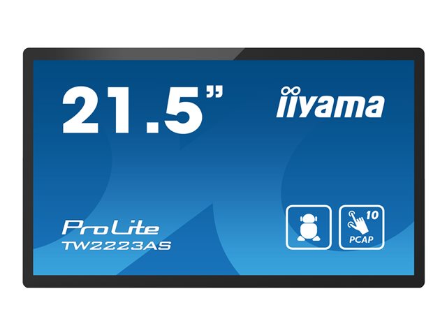 iiyama ProLite TW2223AS-B2 - Android PC - touch panel PC 1 RK3399 - RAM 4 GB - SSD - eMMC 32 GB - Cortex-A72 + A53 - Bluetooth 5.2, Gigabit Ethernet - Android 12 - monitor: LED 21.5" 1920 x 1080 (Full HD) touchscreen - black, matte