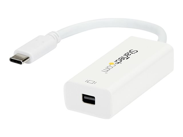 StarTech USB-C to Mini DisplayPort Adapter - 4K 60Hz - White - USB 3.1 Type-C to Mini DP Adapter (CDP2MDP) - Adapter - USB-C (M) to Mini DisplayPort (F) - USB 3.1 / Thunderbolt 3 / DisplayPort 1.2 - 18 cm - passive, 4K60Hz (3840 x 2160) support - white