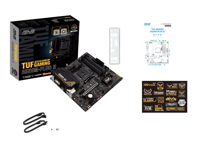 ASUS TUF GAMING A520M-PLUS II - Motherboard - micro ATX - Socket AM4 - AMD A520 Chipset - USB 3.2 Gen 1 - Gigabit LAN - onboard graphics (CPU required) - HD Audio (8-channel)